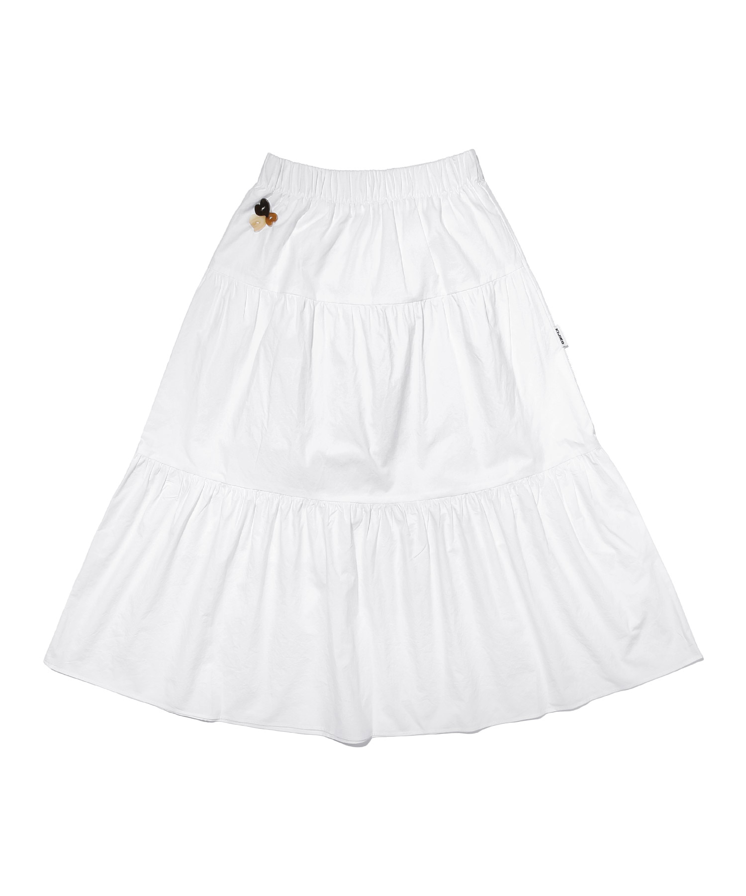 pleated tiered long skirt White