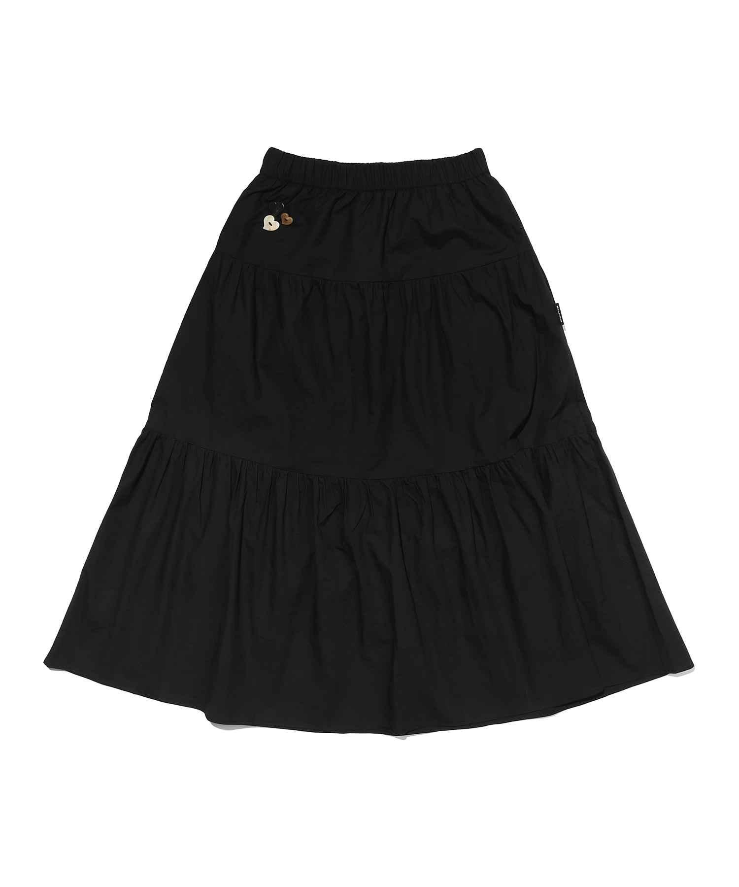 pleated tiered long skirt Black